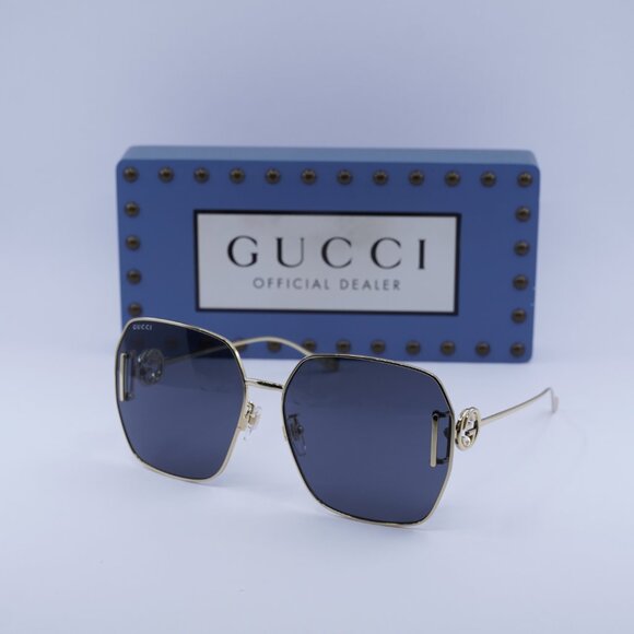 Gucci GG1207SA 002 Square Sunglasses - Gold/Grey - Picture 1 of 11